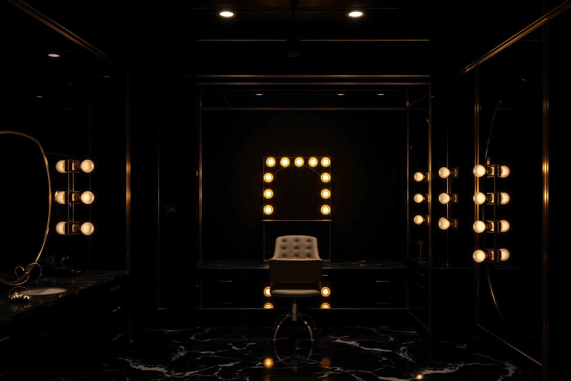 Luxury makeup studio with Hollywood vanity lighting